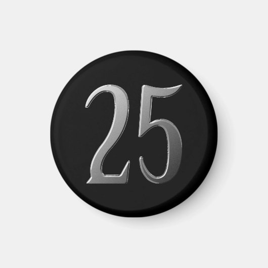 Vijfentwintig zilver in reliëf op zwart magneet (Voorkant)