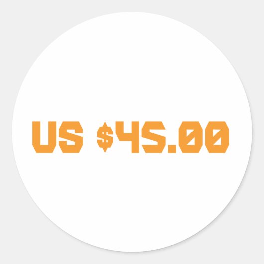 Vijfenveertig dollar ronde sticker (Voorkant)