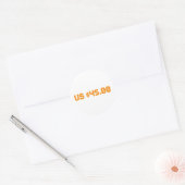 Vijfenveertig dollar ronde sticker (Envelop)