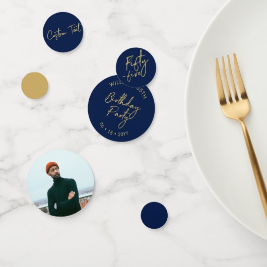 Vijfenvijftig | Goud & Navy Blauwe 55e Verjaardags Confetti (Groep)