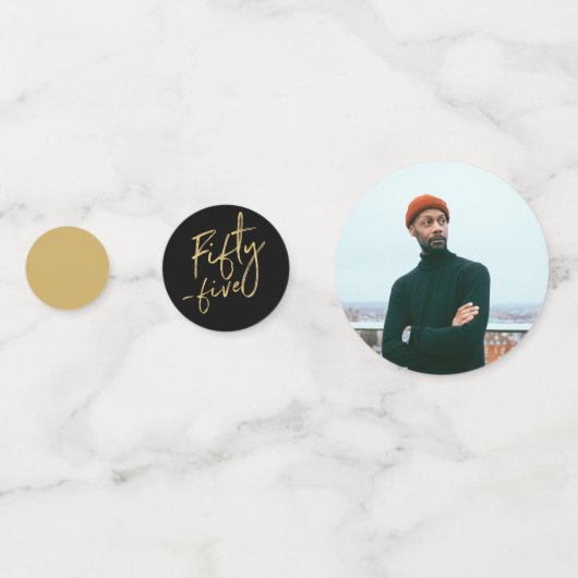 Vijfenvijftig | Goud & Zwart 55e verjaardagsfeestj Confetti (Achterkanten)