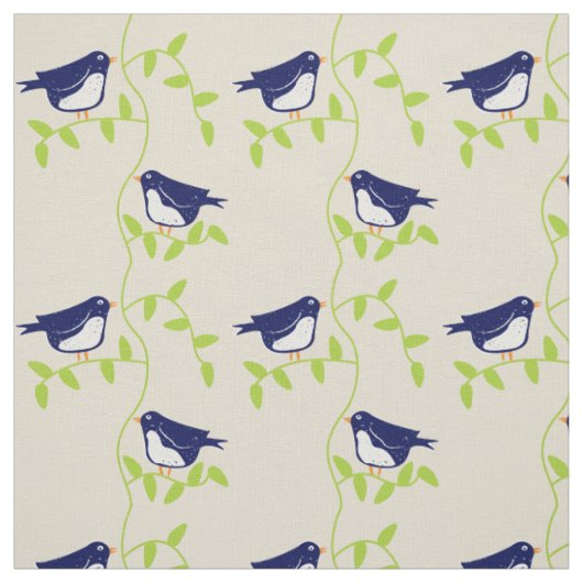 Vijfenvijftig - twee blauw vogelweefsel stof (Swatch)