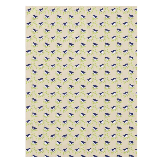 Vijfenvijftig - twee tafelkleden van blauwe vogels (Voorkant)