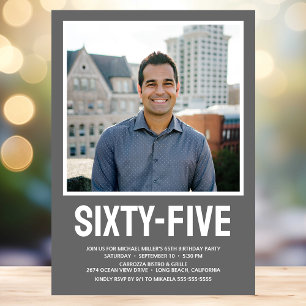 Vijfenzestig 65ste verjaardag vet type foto kaart