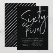 vijfenzestig | Zilver & Zwart 65e verjaardagsfeest Kaart (Voorkant / Achterkant)