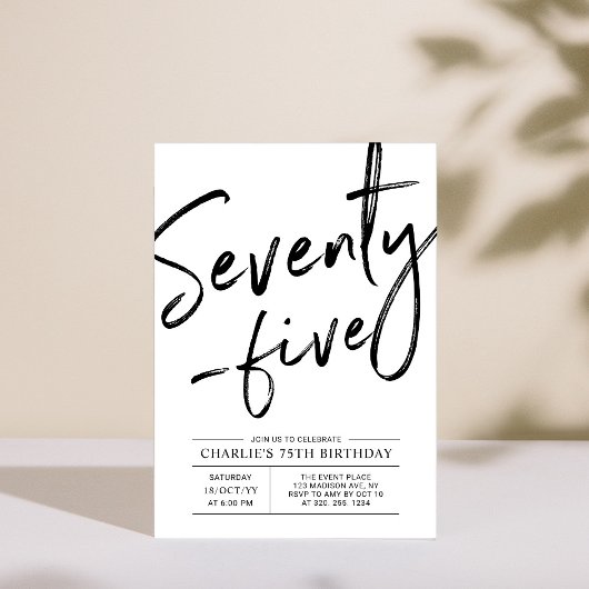 Vijfenzeventig Moderne 75e Verjaardagsfeestuitnodi Kaart