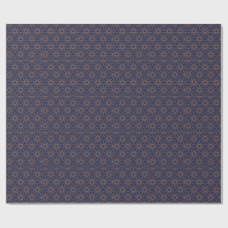 Vijfhoekige stergeometrie in Indigo en Koper Wrapp Cadeaupapier