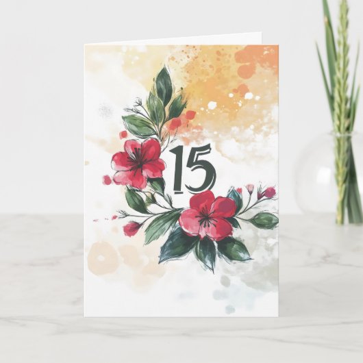 Vijftien bloemen feestdagen kaart (Voorkant)