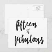 Vijftien en Fabulous Quinceanera 15e Kaart op zate (Voorkant / Achterkant)