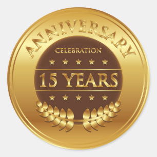 Vijftien jaar Jubileum viering gouden medaille Ronde Sticker