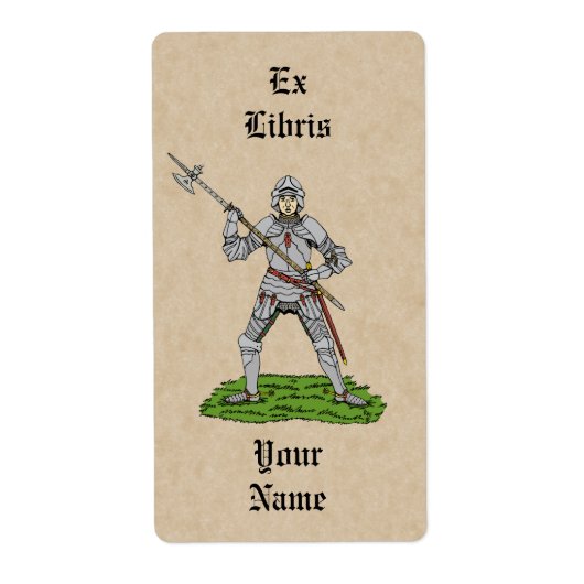 Vijftiende eeuw Engelse Knight Bookplate Etiket (Voorkant)