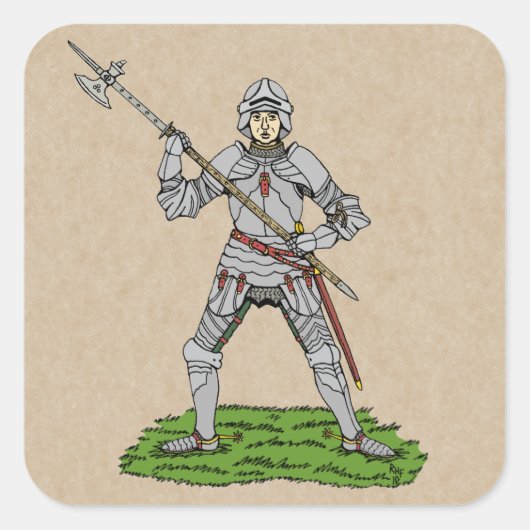 Vijftiende eeuw Engelse Knight Vierkante Sticker (Voorkant)