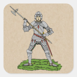 Vijftiende eeuw Engelse Knight Vierkante Sticker