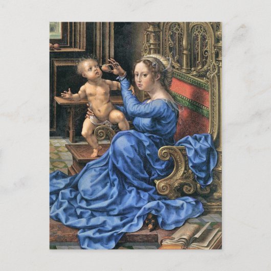Vijftiende-eeuwse Vlaamse Madonna en Kind Briefkaart (Voorkant)