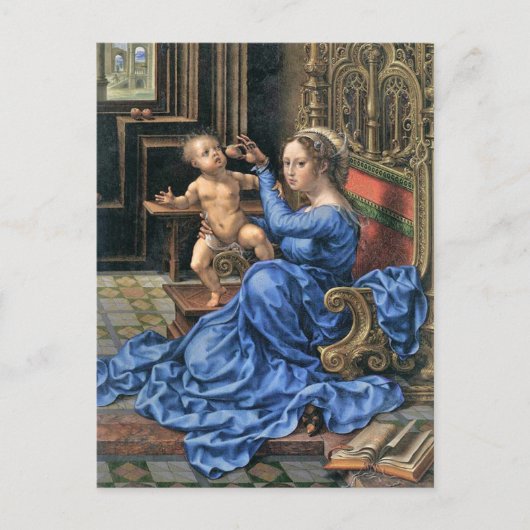 Vijftiende-eeuwse Vlaamse Madonna en Kind Briefkaart (Voorkant)