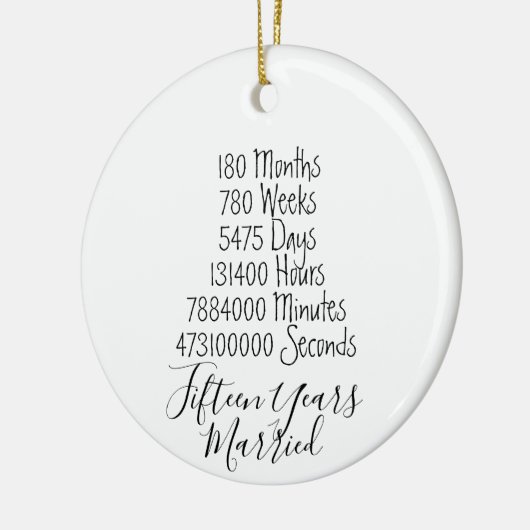Vijftiende Jubileum 15e huwelijkshuwelijk Keramisch Ornament (Links)