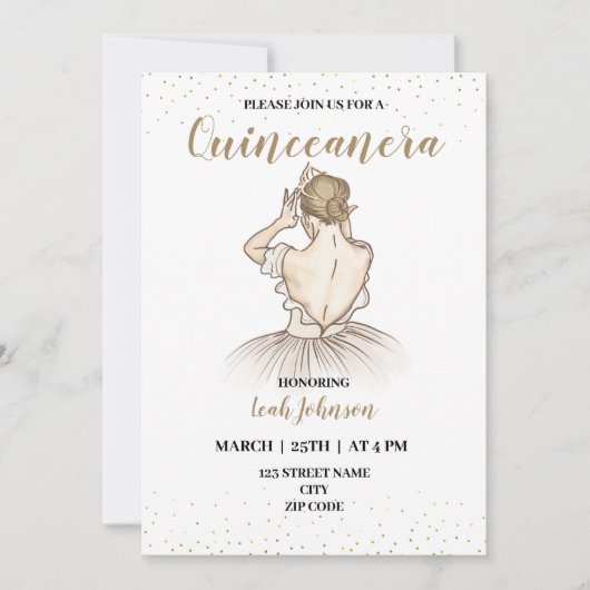 Vijftiende verjaardag Quinceanera Kaart (Voorkant)