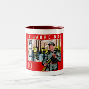 Vijftiende verjaardag van de stichting van de DDR. Tweekleurige Koffiemok