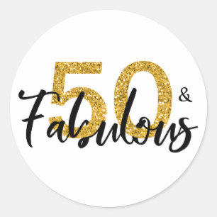 Vijftig 50 en Fabulous Gold Glitter Ronde Sticker