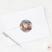 Vijftig 50 en Fabulous Red Glitter Hakken Schoenen Ronde Sticker (Envelop)