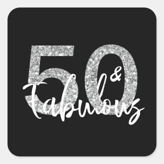 Vijftig 50 en Fabulous Zilveren Glitter Modern Vierkante Sticker (Voorkant)