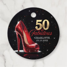 Vijftig 50 & Fabulous BIRTHDAY Rood Goud Hoge Hakk