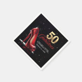 Vijftig 50 & Fabulous BIRTHDAY Rood Goud Hoge Hakk Servet (Hoek)