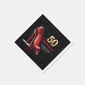 Vijftig 50 & Fabulous BIRTHDAY Rood Goud Hoge Hakk Servet (Hoek)