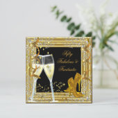 Vijftig 50 & Fantastisch Fabulous Gold Black Kaart (Staand voorkant)