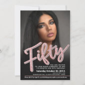 Vijftig 50e Birthday fotoscript glitter roos roze Kaart (Voorkant)