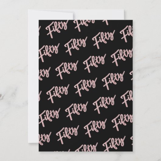 Vijftig 50e Birthday fotoscript glitter roos roze Kaart (Achterkant)