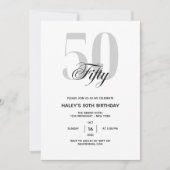 Vijftig - 50e verjaardag Elegant zwart-wit Kaart (Voorkant)