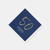 vijftig | 50e verjaardag van Gold en Navy Blue Let Servet (Hoek)