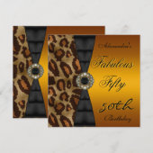 Vijftig 50e verjaardag Wilde Black Yellow Gold Kaart (Voorkant / Achterkant)