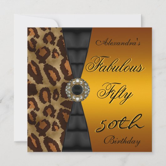 Vijftig 50e verjaardag Wilde Black Yellow Gold Kaart (Voorkant)