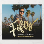 Vijftig 50e verjaardagsfeestje foto goud zwart bier etiket (Enkel label)