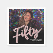 Vijftig 50ste verjaardag aangepaste fotoscript roz servet (Voorkant)