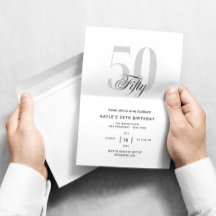 Vijftig - 50ste verjaardag Elegant Chic Zwart & Wi