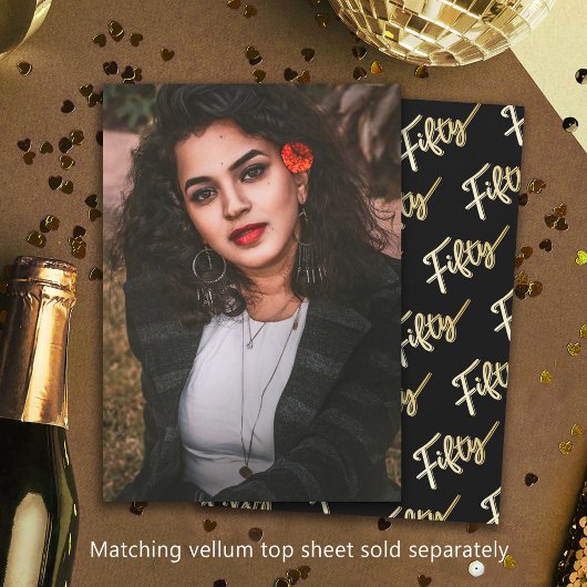 Vijftig 50ste verjaardag foto zwart goud achtergro kaart