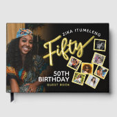 Vijftig 50ste verjaardag foto's zwart goud gastenb gastenboek (Voorkant)