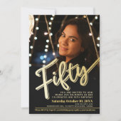 Vijftig 50ste verjaardag fotoscript platte gouden  kaart (Voorkant)