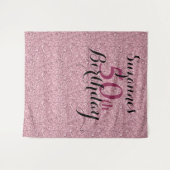 Vijftig 50ste verjaardag Roze glitterfeest Elke le Wandkleed (Voorkant (horizontaal))