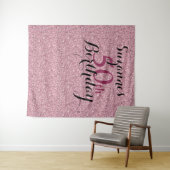 Vijftig 50ste verjaardag Roze glitterfeest Elke le Wandkleed (In Situ (horizontaal))