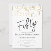 Vijftig, 50ste verjaardag voor zwart, wit en goud kaart (Voorkant)