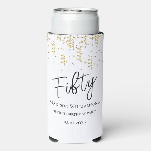 Vijftig, 50ste verjaardag voor zwart, wit en goud seltzer blikjeskoeler (Seltzer Achterkant)
