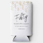 Vijftig, 50ste verjaardag voor zwart, wit en goud seltzer blikjeskoeler (Voorkant)