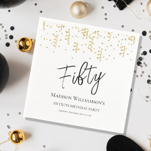 Vijftig, 50ste verjaardag voor zwart, wit en goud servet