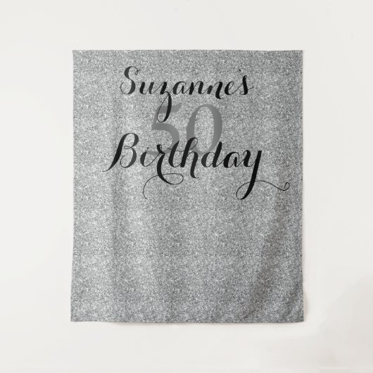 Vijftig 50ste verjaardag Zilveren glitter Party De Wandkleed (Voorkant)