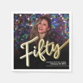 Vijftig 50th Birthday aangepaste fotoscript goud Servet (Voorkant)
