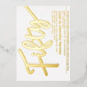 Vijftig 50th Birthday party wit met gouden manuscr Folie Uitnodiging (Voorkant)